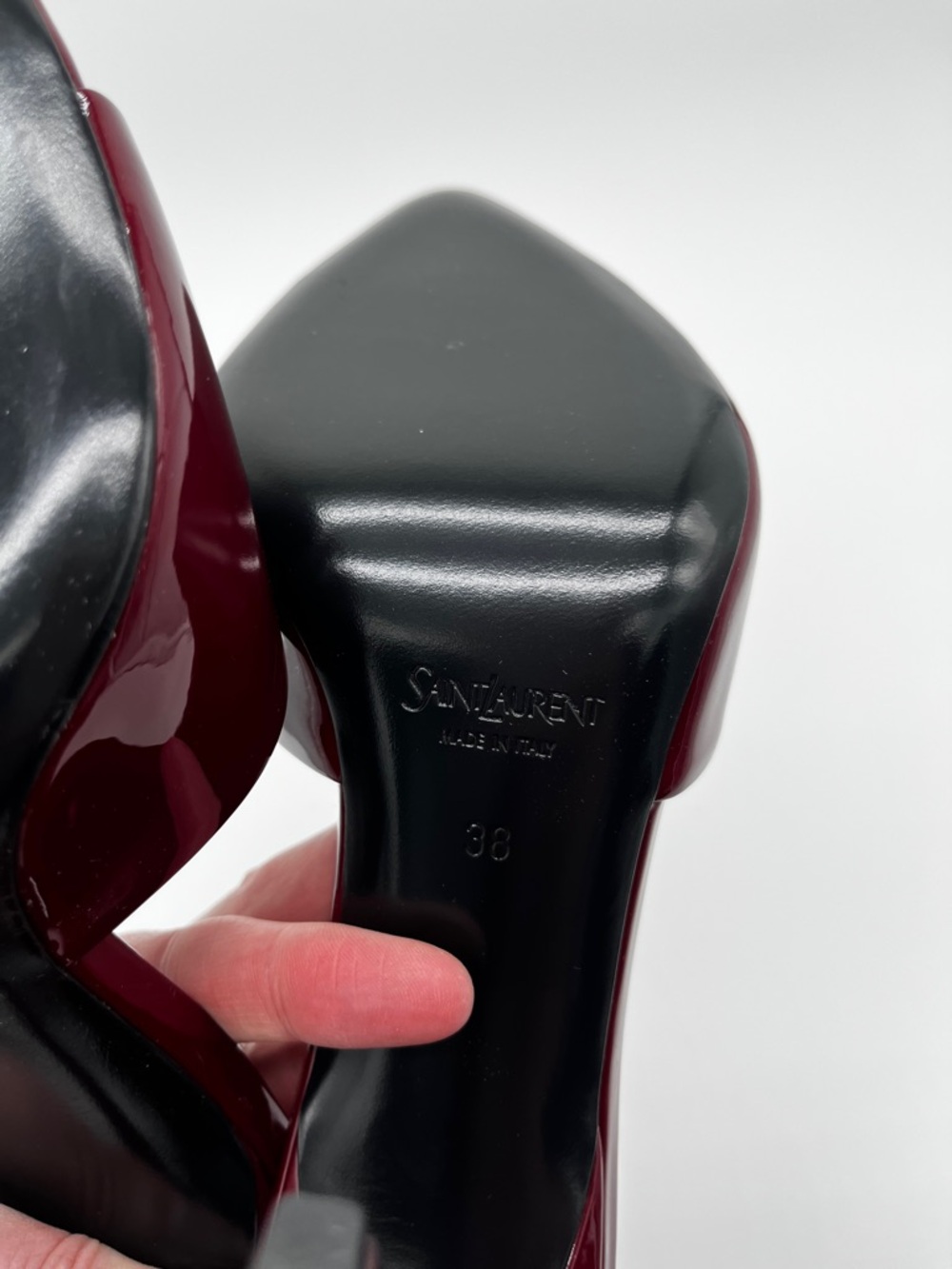 Saint Laurent Romy heeled Mules Patent Leather Stiletto Bordeaux - 8 - Picture 10 of 13